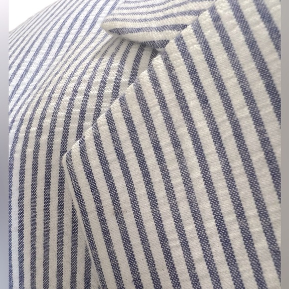 Saddlebred men’s sport coat size 38 regular 100% cotton blue white newer prep - Picture 6 of 13